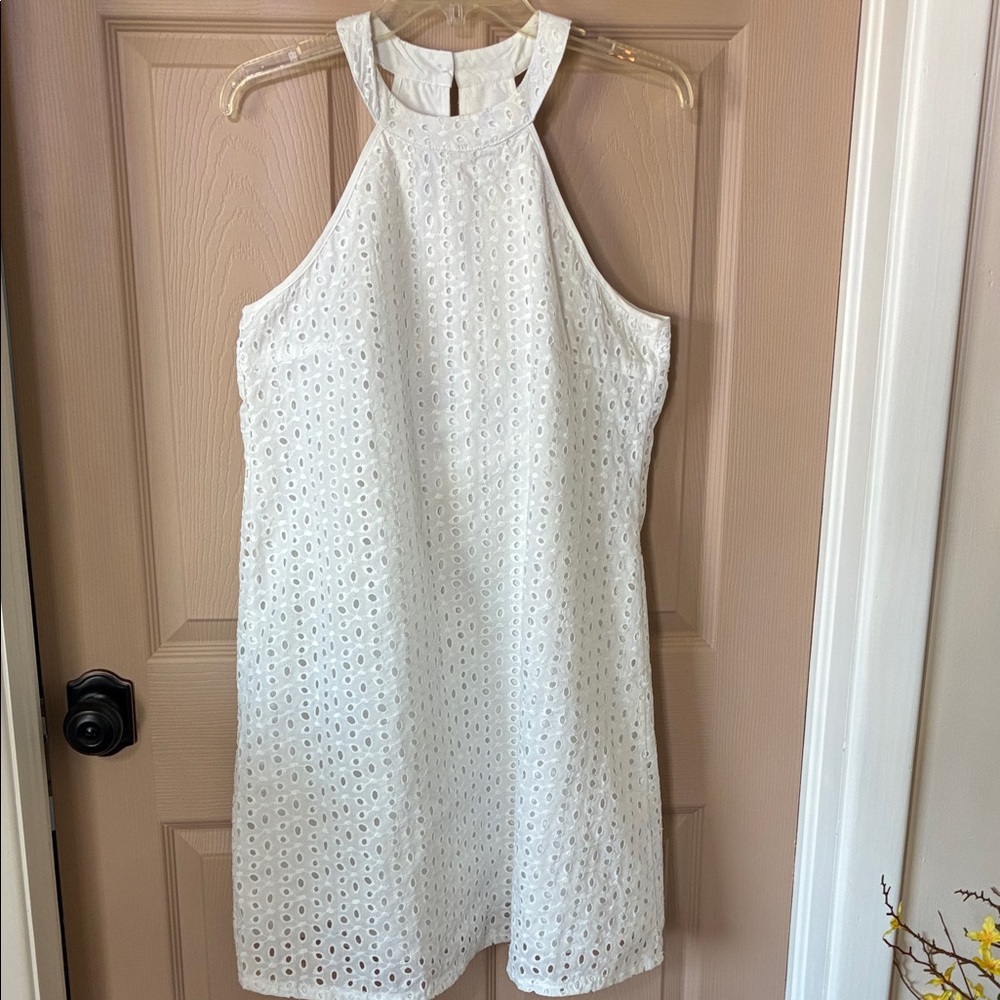 SHEIN White Eyelet Halter Dress